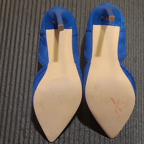 JustFab Women's Faux Suede Blue Heels - Picture 7 of 12